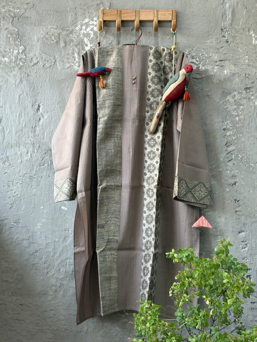 Cotton with Ajrakh and Pintucks