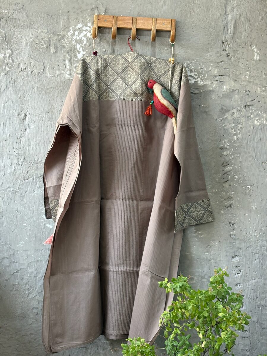 Cotton with Ajrakh and Pintucks - Image 4
